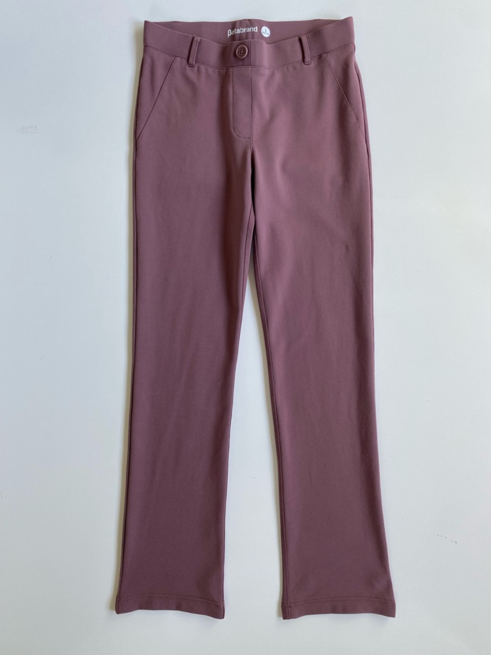 Betabrand Dusty Mauve Stretch Straight Leg Dress Pants SP